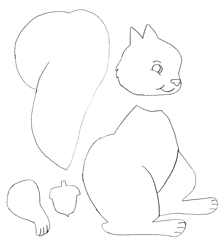 Šablóna na vyfarbenie alebo na ručné práce - veveričky okenné obrázky-jesenné-šablóny-veverička-farba-urob si sám