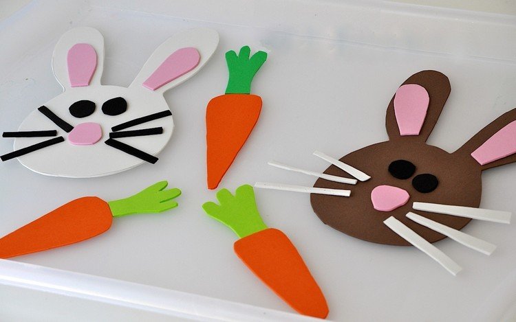 Vyrobte si na Veľkú noc penové gumené dekorácie na okná okenné obrázky-veľkonočné zajace-mrkva-špongiová guma