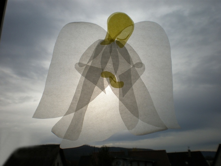 obrázky okien na vianočný pergamen nápad anjel romantická dekorácia