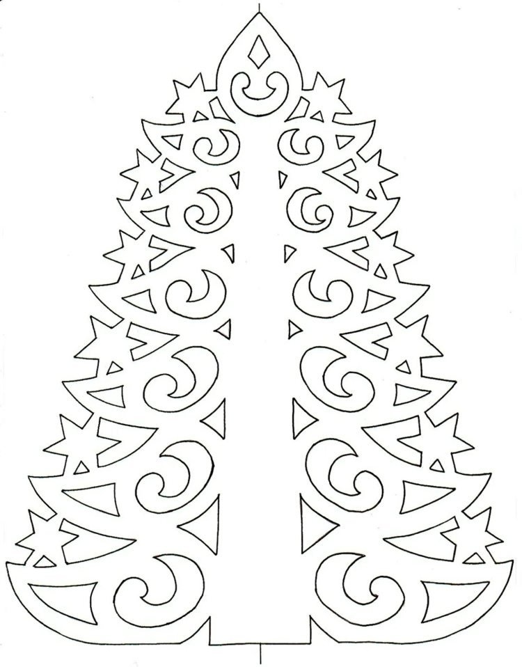 Originálny vianočný stromček s ozdobami ako predloha na vystrihovanie obrázkov