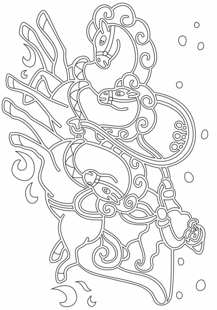 Santa Claus na saniach s koňmi a snehom na tlač