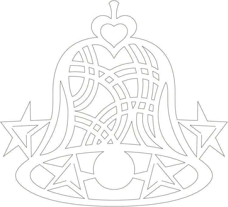 Krásny vianočný zvonček s hviezdičkami na rezanie rezbárskym nožom