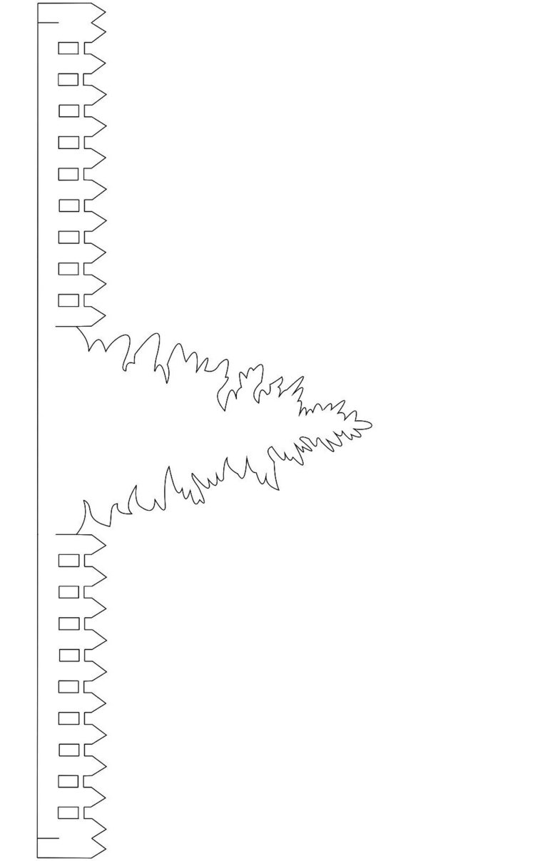 Vianočný stromček s plotom na vytlačenie, vystrihnutie a nalepenie