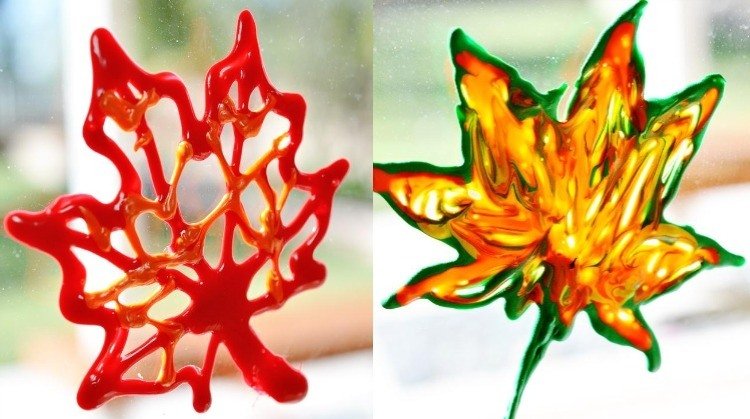 dekorácia okna-jeseň-deti-drotár-samolepiaca-farba-3d-vložka-reliéf