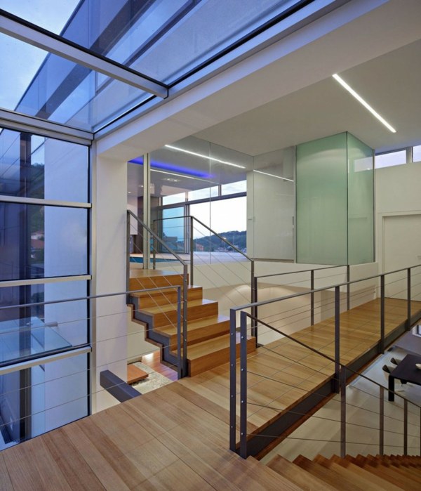 Sklenené fasádne stropy osvetlenie chodby dizajnový dom Stropné svetlá chodba dizajnový dom Chorvátsko