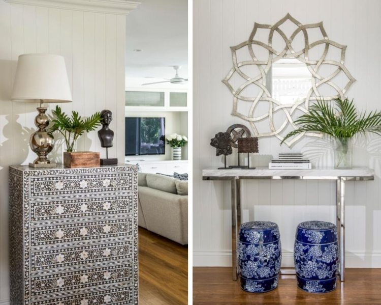 prázdniny-ubytovanie-more-nábytok-dekorácia-komoda-zrkadlo-ozdoby-bielo-modro-drevená podlaha