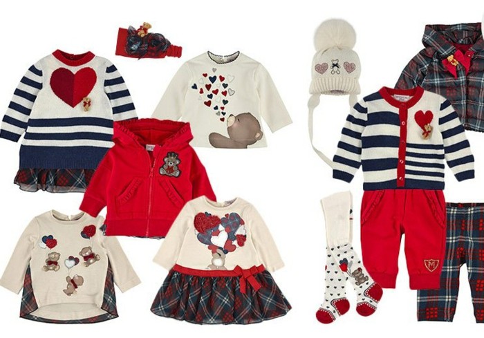 Monnalisa predstavuje štýlovú detskú módu na zimné obdobie Sladké srdiečka vzor detská móda zimné dievčatá chlapci pruhované vesty
