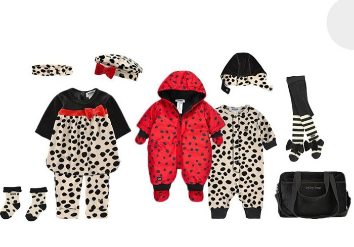 Snehule a rifle v čiernej, červenej a bielej farbe Zimné módne oblečenie pre batoľa Baby Rykiel Enfant