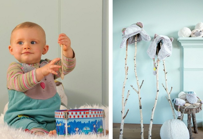 Detské oblečenie vo veselých farbách od Moulin Routy Slávnostné Vianoce s detským oblečením pre deti Romper Moulin Routy