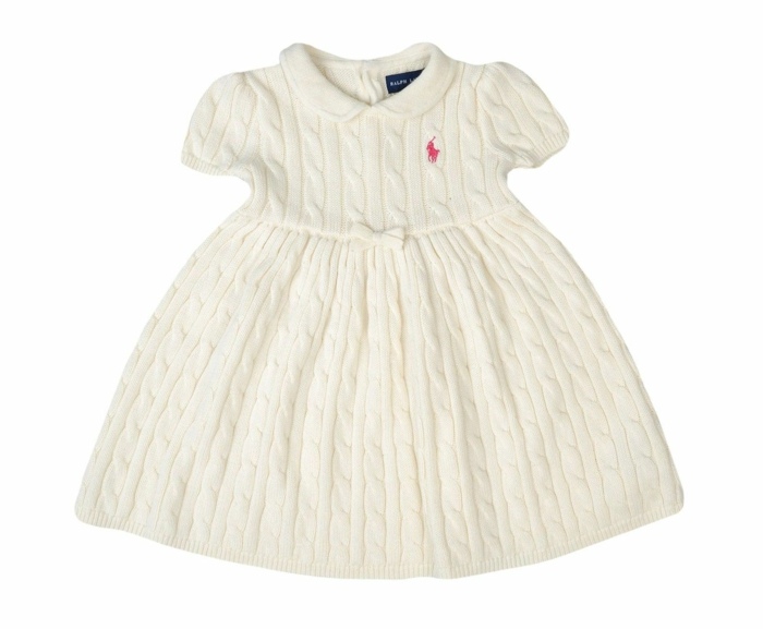 Pletené šaty v bielej farbe - sladká slávnostná detská móda Pletené šaty vianočné oblečenie Ralph Lauren