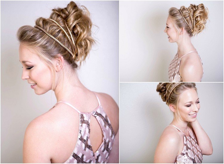 slávnostné updos Silvester vlasové doplnky elegantné