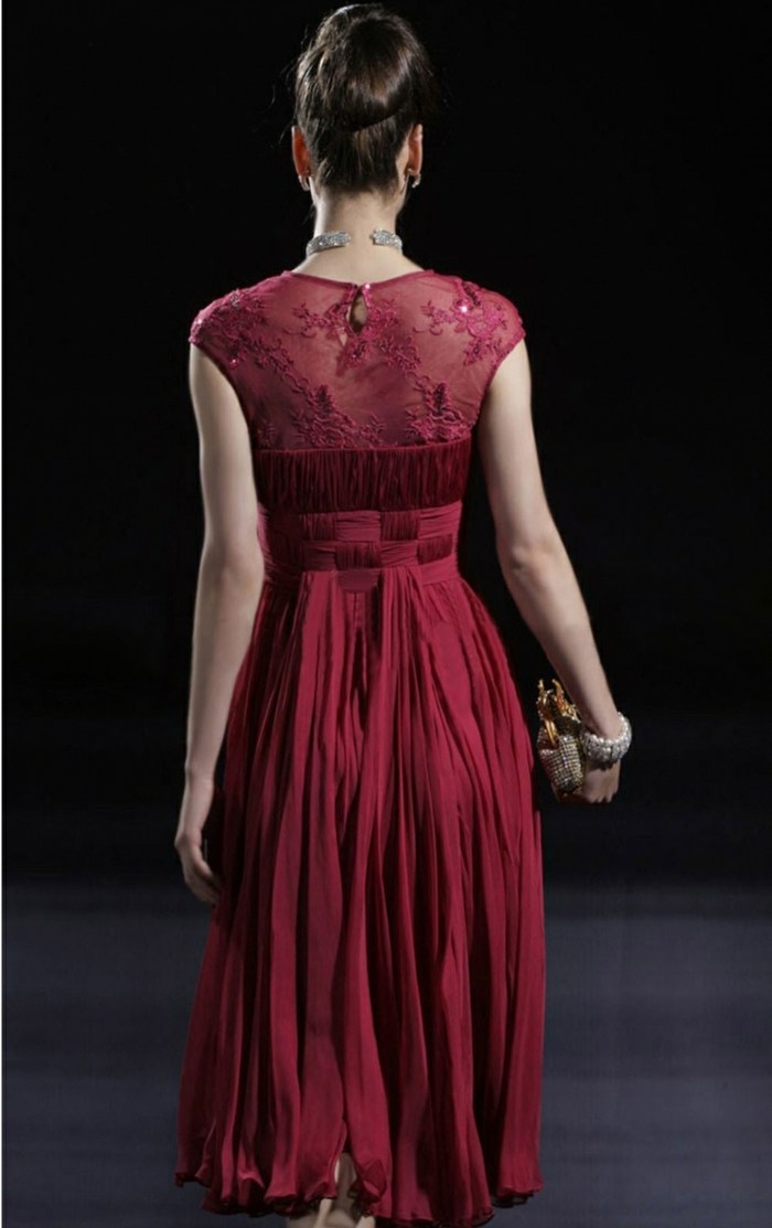 červené šaty s čipkou a skladaným šifónom večerné šaty-na-krk-šifón-s-aplikáciou-večerné šaty-na-sissikleiderkaufen-com