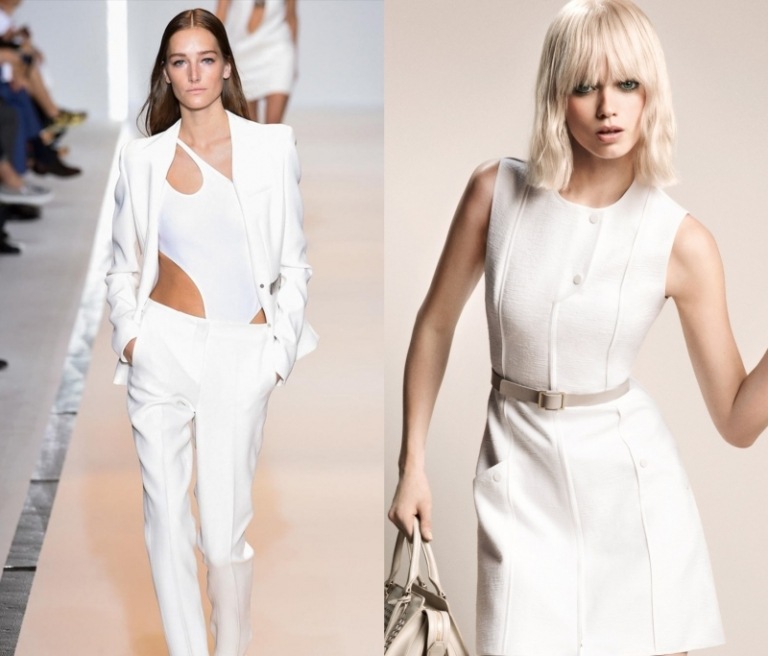 Obleky a klasický strih v bielej farbe slávnostné šaty-jar-leto-biely-oblek-postava-objímanie-balmain-hugo-boss