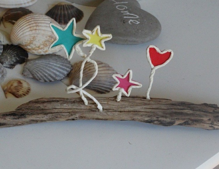 Farebné motívy pre ručné práce s papierovým drôtikom - hviezdičky a srdiečko