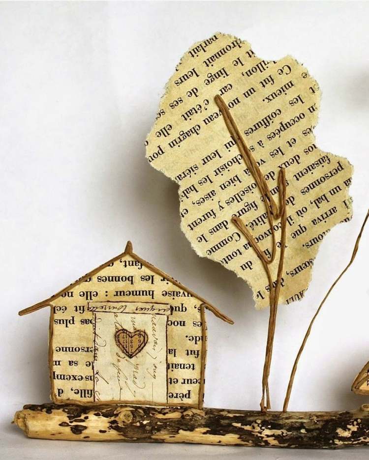 Papier a drôt na výrobu chaty a stromu