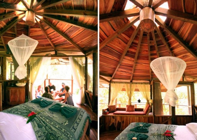 Tichomorské kostarické stromové domy stavajú interiér vo vnútri