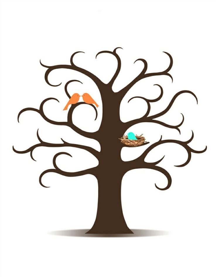 šablóna stromu odtlačkov prstov, narodenie dieťaťa, detská sprcha, kniha návštev, milovníci vtákov, vtáčie hniezdo