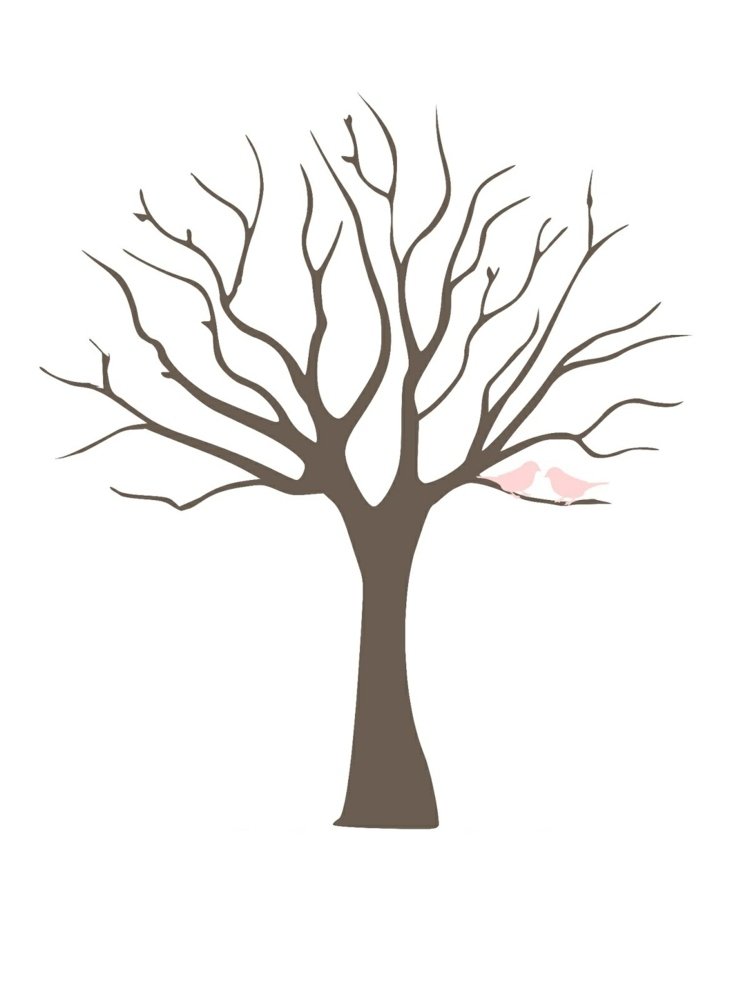 šablóna stromu odtlačkov prstov dievča-ružové-vtáky