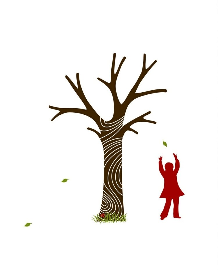 šablóna stromu odtlačkov prstov jeseň-listy-listy-deti-hra-dizajn