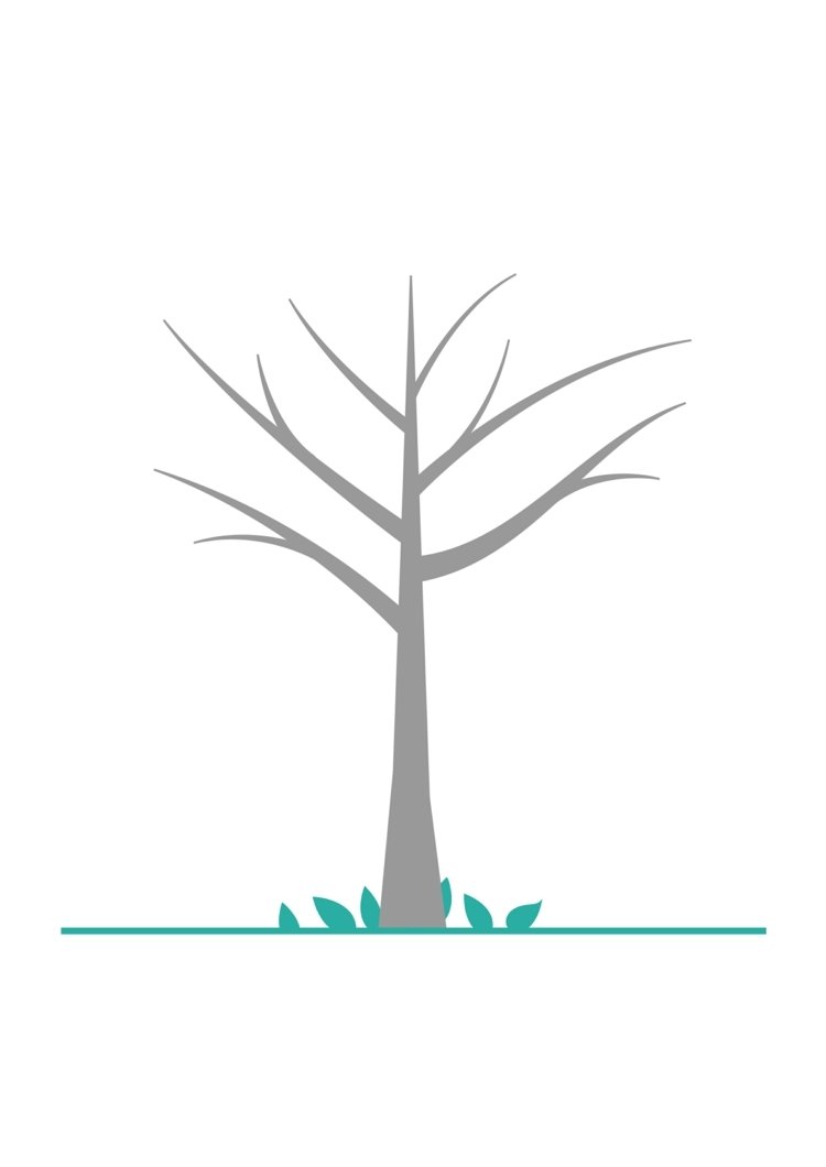 odtlačok prsta-strom-šablóna-jednoduchá-sivá-dekorácia-trávnika-nápad