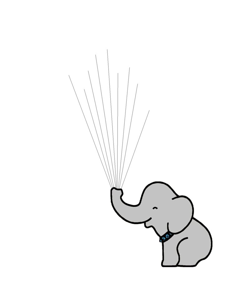 odtlačok prsta-strom-šablóna-slon-sivý-diamant-golier-balón-chobot