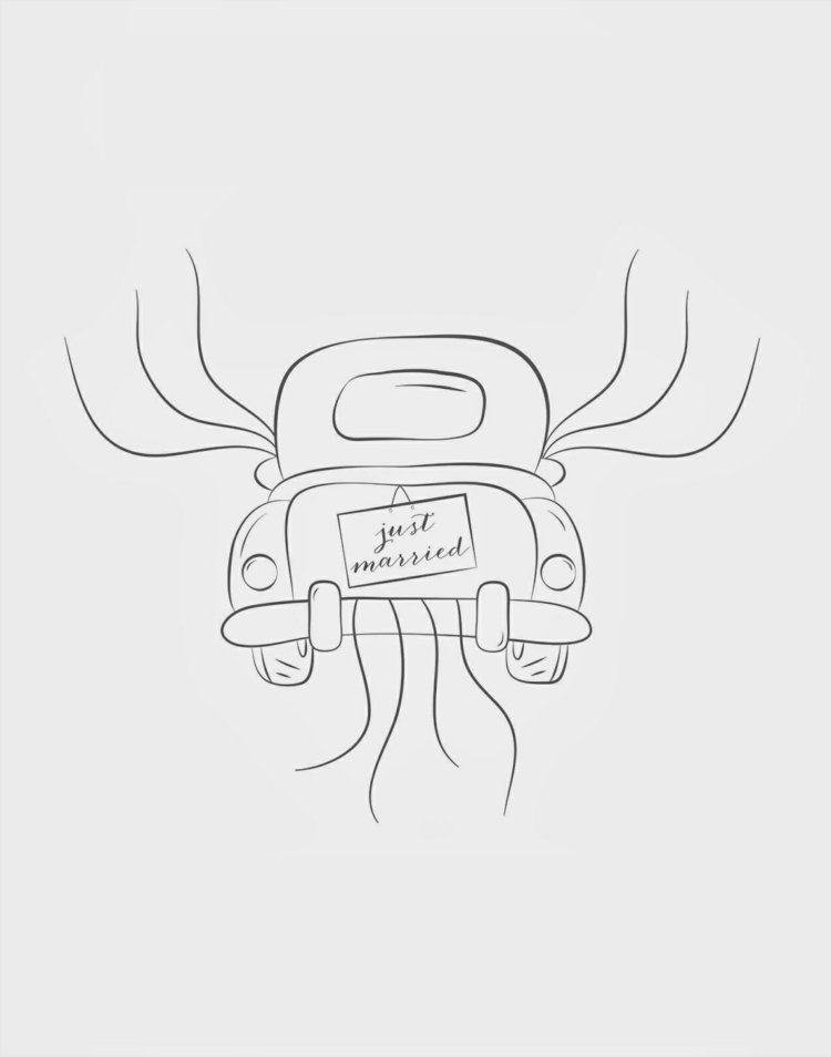 odtlačok prsta-strom-šablóna-práve-ženatý-auto-retro-balón-plechovky