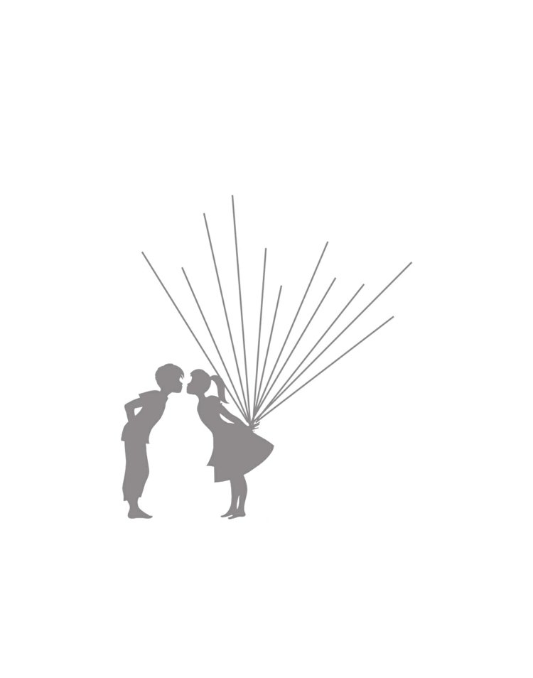 odtlačok prsta-strom-šablóna-pár-v-láske-dievča-chlapec-bozk