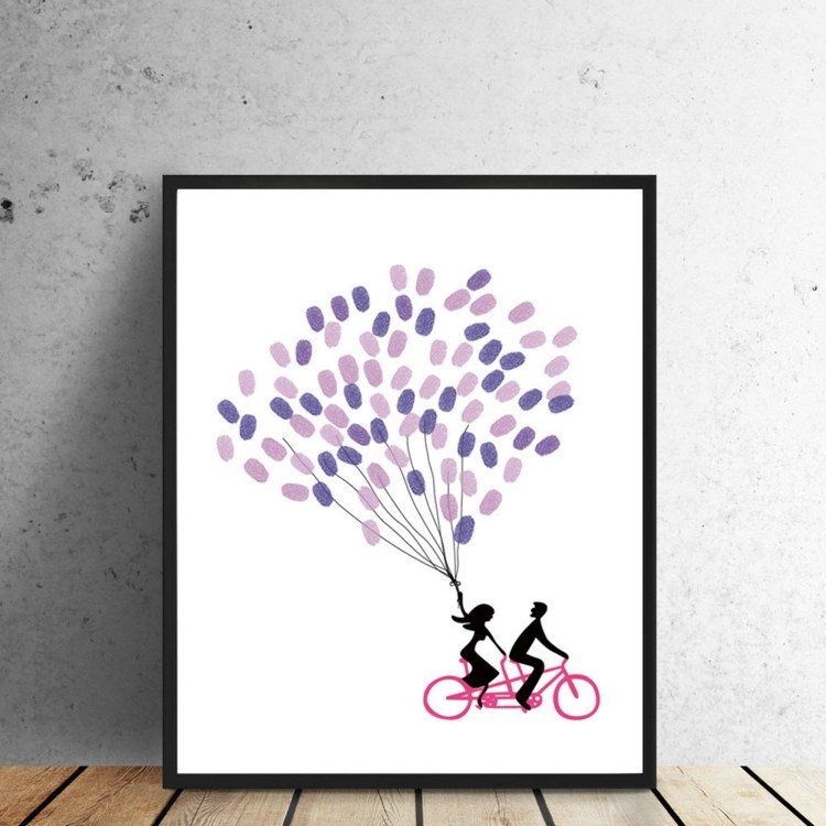 obrázky odtlačkov prstov pár-bicykel-láska-darčekové balóniky-purpurovo-ružová