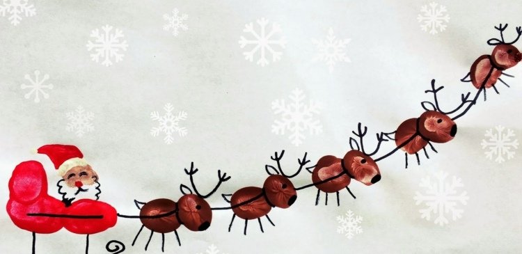 odtlačky prstov-obrázky-vianoce-santa-claus-sane-soby