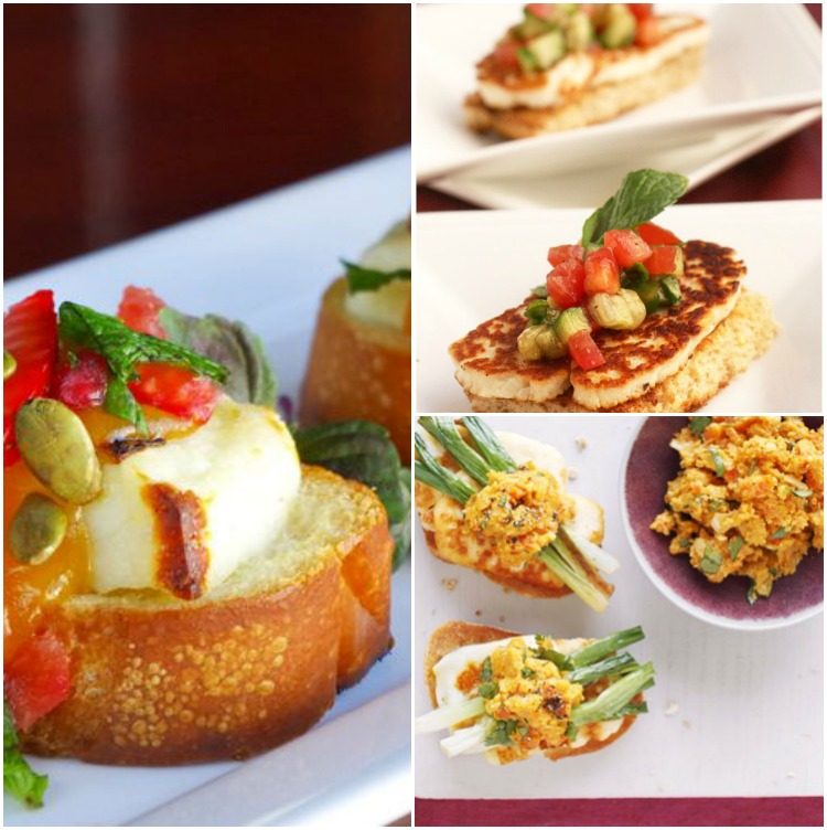 finger food-vegetariánska-bruschette-jarná cibuľka-halloumi