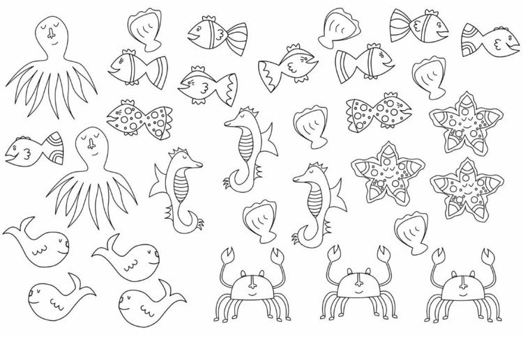 šablóny rybárskych drobností vytlačte zadarmo farbiace akvárium