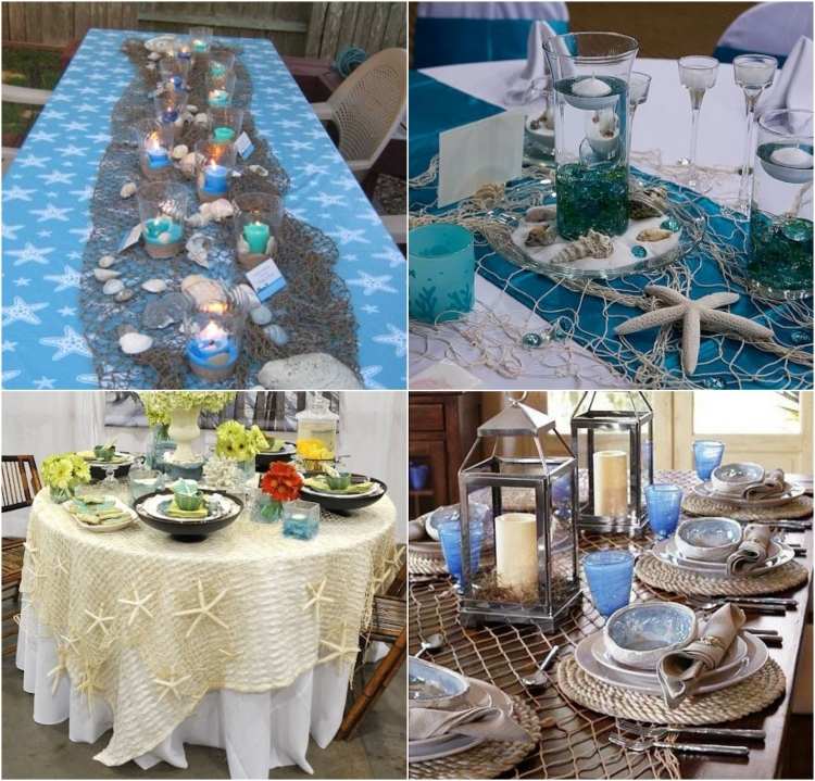 Bežec na rybársku sieť, mušle a svetlo sviečok Rybárska sieť-stôl-dekorácia-behúň-na stôl-sviečka-hviezdica