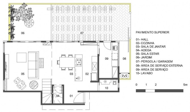 distribúcia obytného priestoru pohľad zhora na rodinný dom Cobogo