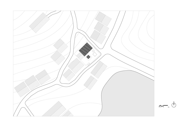 vila s plochou strechou modrotlač pohľad nad oblasť