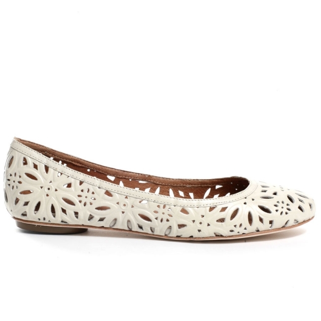 Jemné biele balerínky s Broderei papuče-biele-letné-ploché-topánky