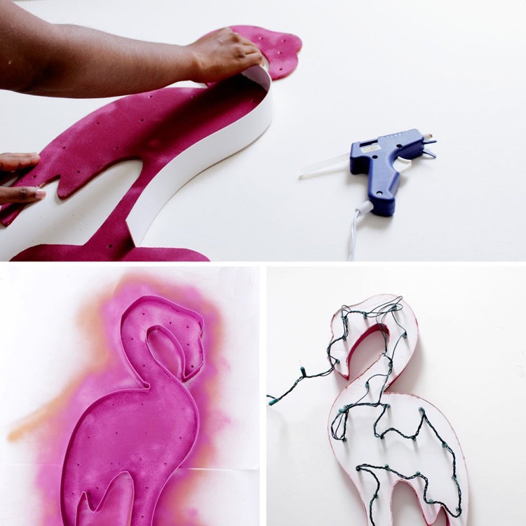 plameniaková dekorácia kartón v spreji v ružovej farbe