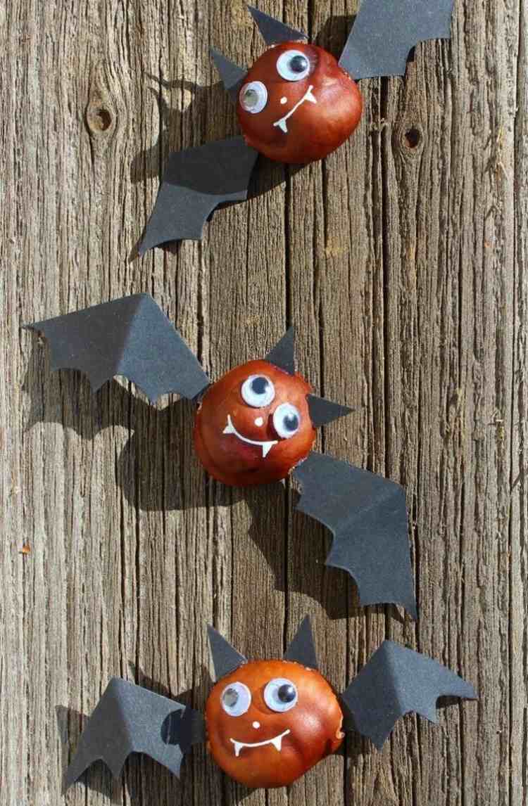 netopierie gaštany-prírodné materiály-jeseň-kartón-čierne-netopierie krídla