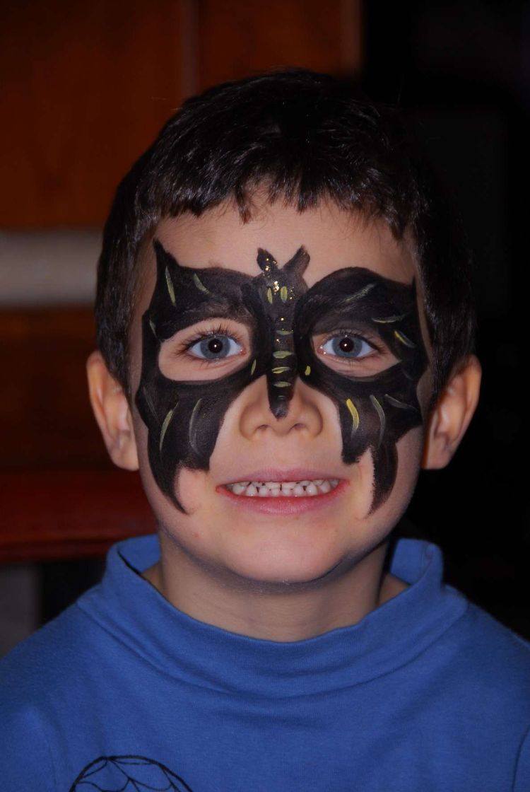 batman make-up tvár-make-up-maska-netopier-dieťa