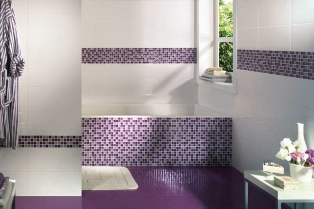 Mozaikové obklady do vane s dlaždicami s 3D efektom