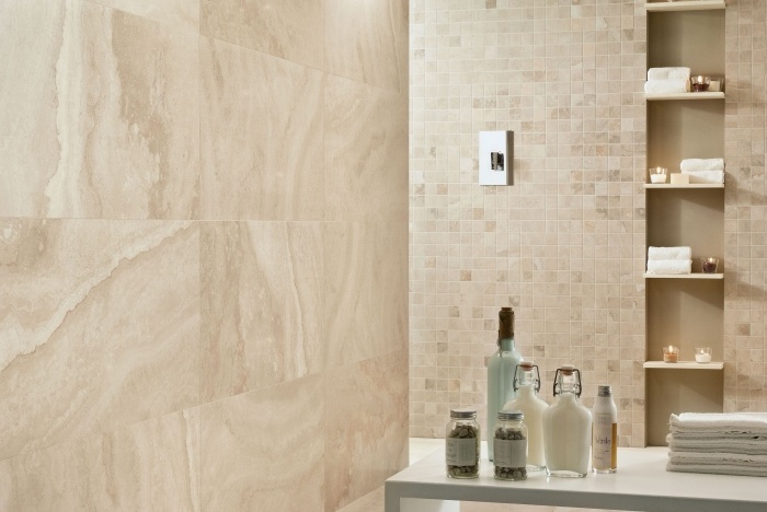 béžová kúpeľňa s uvoľnenou atmosférou jemná kamenina-dlažba-pieskovcová-optika-kúpeľňa-béžová