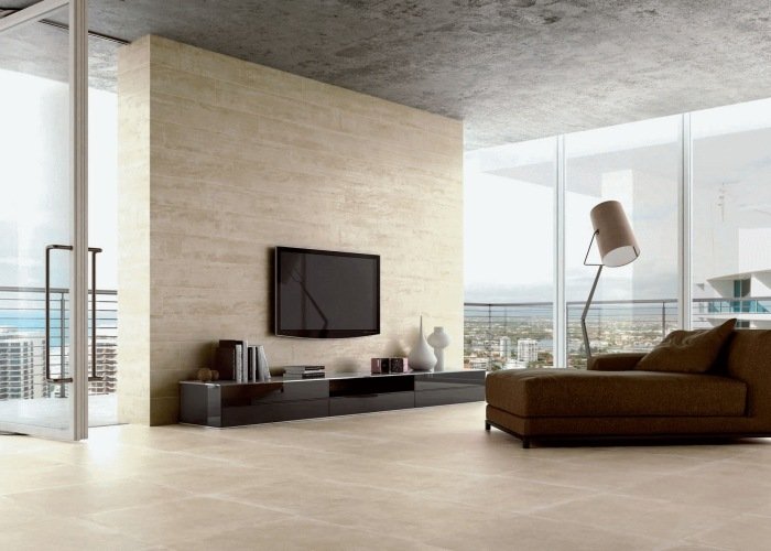 Obklady na stenu a podlahu pieskovcovým ľadom od Pocelaingres Dlaždice v pieskovci vyzerajú ako obývacia izba-stena-podlaha-SANDSTONE-ICE -porcelaingres