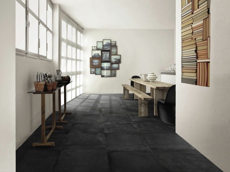 dlaždice v kameni vyzerajú čierne elegantné terra kuechen dizajn rustikálne fap