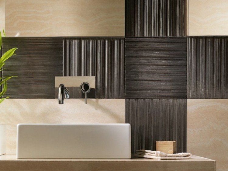 obklady kameň vzhľad nadprirodzené rivestimento hnedé tmavé reliéfne dizajnové umývadlo