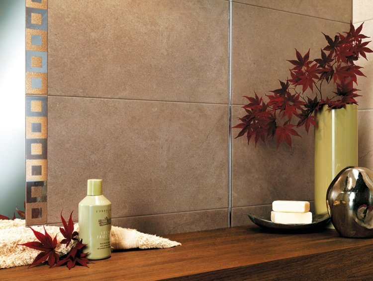 obklady kameň vzhľad preziosa váza blaetter zrkadlo deco moderný hnedý dizajn