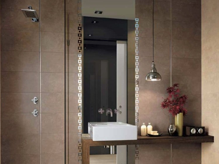 dlaždice kamenný vzhľad preziosa hnedý dizajn prírodný vzhľad zrkadlová drevená konzola