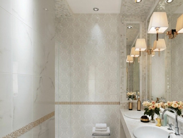 dlaždice kameň vzhľad splendida mramor biela stuha dekor vzor mozaiková lampa