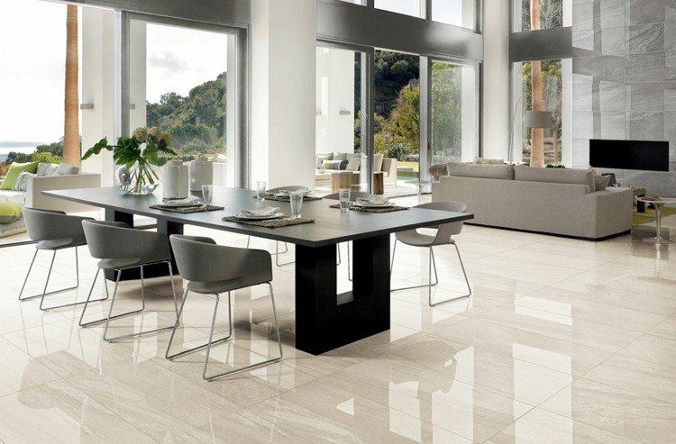 obklady kamenná optika minerál d bývanie vysoký lesk béžová jedáleň obývačka stôl moderný