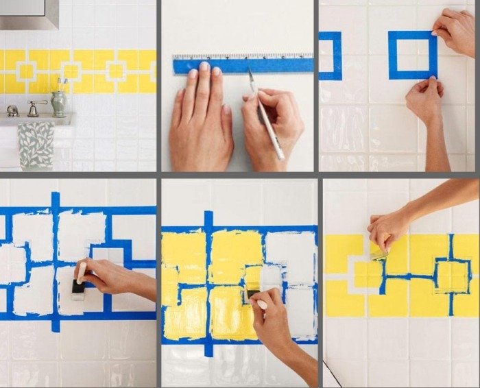 Namaľujte kúpeľňové obklady a vytvorte zaujímavé vzory Maľba na dlaždice-zaujímavý-vzor-kúpeľňa