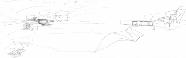 Ilustrácia minimalistického dizajnu domu minimalistický-lesný-dom-projekt-pôdorys-bočný-pohľad-dom-budova-architekti