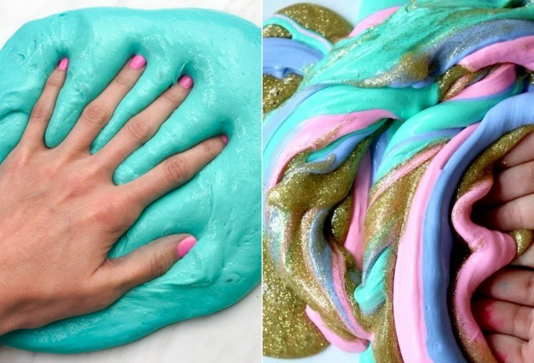 Jednorožecký sliz so zlatými trblietkami a pastelovými odtieňmi